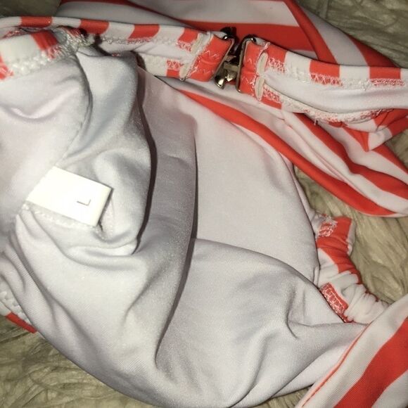 NEW Cupshe Striped One Shoulder Bikini Orange - Picture 10 of 12